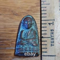 Thai Buddha Lp Thuad set in old Silver antique case Protection Buddha