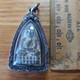 Thai Buddha Lp Thuad set in old antique Sealed silver case Protection Buddha