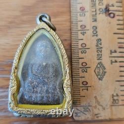 Thai Buddha Lp Thuad set in old antique case Protection Buddha