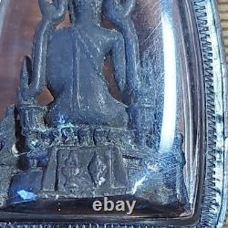 Thai Buddha Phra Chinnaraj Set In Silver Antique Case