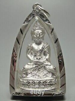 Thai Buddha Phra Kring Jao Sua Yai Satin Figure in Real Silver Casing