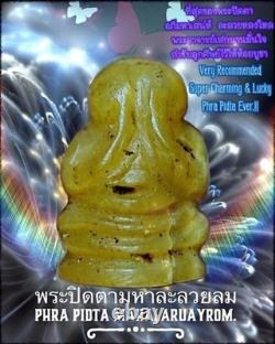 Thai Buddha Phra Pidta Mahalaruayrom Talisman Amulet Fortune Wealth Prosperity