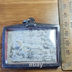 Thai Buddha Reclining Rare Set In Silver Antique Case