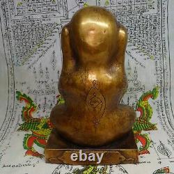 Thai Buddha Sitting Statue Phra Pidta Closed Eyes Brass Pitta Sculpture Buddhism