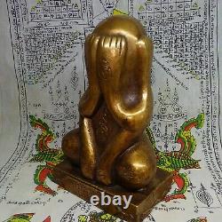 Thai Buddha Sitting Statue Phra Pidta Closed Eyes Brass Pitta Sculpture Buddhism