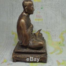 Thai Buddha Statue LP Toh Sitting Brass Figure Thailand Monk Statue Amazing