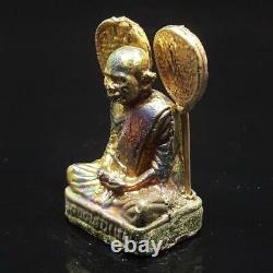 Thai Buddha amulet Lp Ngern Wat Bangklan Gold Gilt Brass Statue Powerful Luck