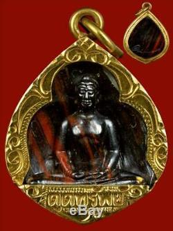 Thai Buddha amulet, attracting, collecting property, gold frame, real
