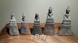 Thai Buddhas (5) Covered In Silver 200 To 300 Years Old-one Price All 5 Buddhas
