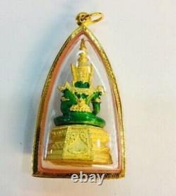 Thai Emerald Buddha 18K Pendant Holy Amulet Auspicious Carved Solid Fine Jewelry
