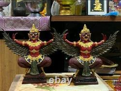 Thai Garuda Statue Red Amulet Talisman Old Buddha Phaya Krut Powerful Magic/