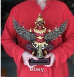 Thai Garuda Statue Red Amulet Talisman Old Buddha Phaya Krut Powerful Magic/