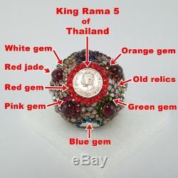 Thai King Rama 5 Powerful Wealth Treasure Gem Jade Leklai Relics Buddha Amulet