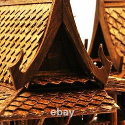 Thai MINI Teak Wood Spirit House Handmade worship Buddha Amulet TYPE A