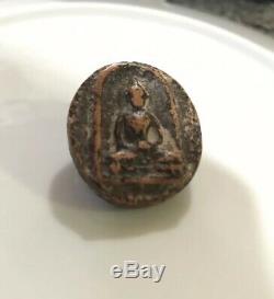 Thai Old Buddha amuletos de protection I Shell Shape On Backside