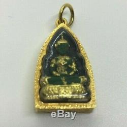 Thai Painted Buddha Figure in 22ct Gold Case Pendant Amulet