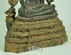 Thai Phra Buddha Chinnaraj old gild bronze Thailand Statue Figure Bucha Amulet