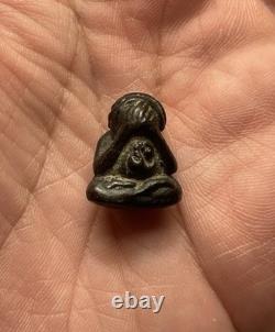 Thai Phra Pidta Back Yant Buddha Amulet Miniature Vintage Style