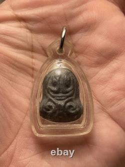 Thai Phra Pidta Black Buddha Amulet Pendant Waterproof Case