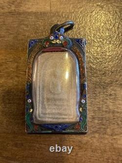 Thai Phra Somdej Buddha Amulet Silver Enamel Waterproof Frame Pendant