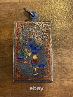 Thai Phra Somdej Buddha Amulet Silver Enamel Waterproof Frame Pendant
