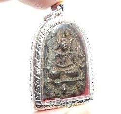 Thai Powerful Antique Amulet Pendant Lp Boon Buddha In Nirvana Shield Back Yant