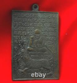 Thai Rare Buddha Amulet Pendant 1964 Lp Puek Singha Coin Strong Life Protection