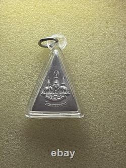 Thai Silver Buddha Amulet Triangle Pendant Sacred Buddhist Charm Case