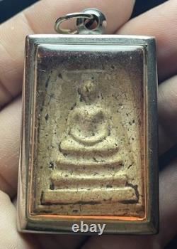 Thai Somdej Buddha Powder Amulet in Stainless Steel Case Buddhist Pendant