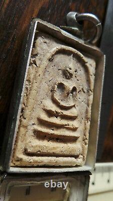 Thai buddha amulet Somdej Toh Bangkhunprom Bangkok Buddha Antique silver case