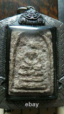 Thai buddha amulet Somdej Toh Bangkhunprom Bangkok Buddha sealed silver case