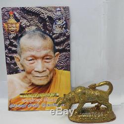 Thai buddha amulet antique old ox bull LP Kalong Wat KHAO LAM at Thailand