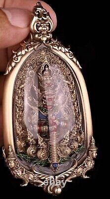 Thao Wessuwan Pendant Jewelry bronze frame Thai Amulet Giant God Talisman Buddha