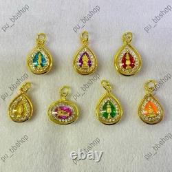 Tiny Gold Birthday Buddha Pendant Set of 7 Blessed Thai Amulet 18K Gold-Plated