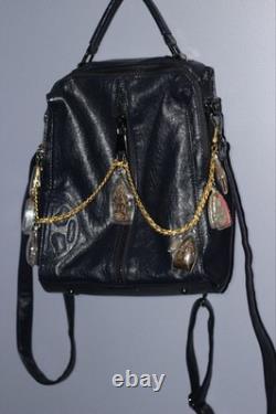 Tori Burch Blue Leather Lamb skin Bag Satchel With Thai Buddha Amulets Hanuman