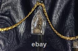 Tori Burch Blue Leather Lamb skin Bag Satchel With Thai Buddha Amulets Hanuman