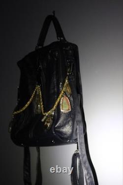 Tori Burch Blue Leather Lamb skin Bag Satchel With Thai Buddha Amulets Hanuman