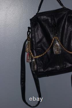 Tori Burch Blue Leather Lamb skin Bag Satchel With Thai Buddha Amulets Hanuman