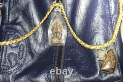 Tori Burch Blue Leather Lamb skin Bag Satchel With Thai Buddha Amulets Hanuman