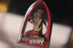 Tori Burch Blue Leather Lamb skin Bag Satchel With Thai Buddha Amulets Hanuman