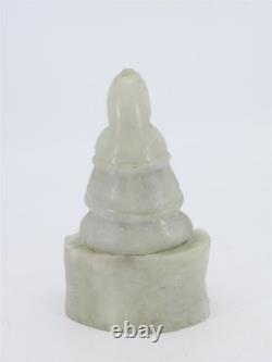 Trio of Buddhas Phra Kong Thai Amulet Figure, Bronze Head & Carved White Stone