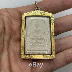 Vintage 24k yellow gold god buddha pendant cased sitting lotus amulet zen Thai