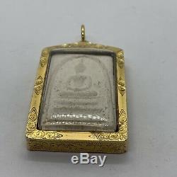 Vintage 24k yellow gold god buddha pendant cased sitting lotus amulet zen Thai