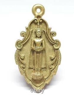 Vintage Brass Buddha in the attitude of holding an alms bowl Thai Amulet Pendant