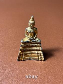 Vintage Bronze Thai Amulet 2 Seated Buddha in Meditation Mudra