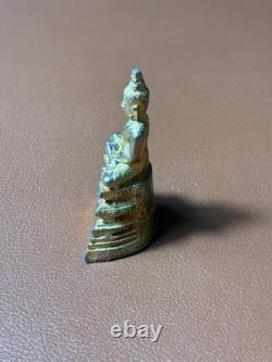 Vintage Bronze Thai Amulet 2 Seated Buddha in Meditation Mudra
