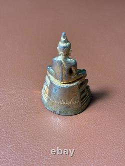 Vintage Bronze Thai Amulet 2 Seated Buddha in Meditation Mudra