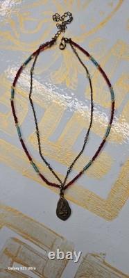Vintage Buddha Pedant Buddhist Metal Amulet Beaded Necklaces Beautiful Used