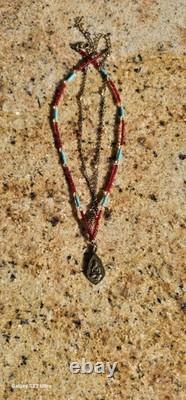 Vintage Buddha Pedant Buddhist Metal Amulet Beaded Necklaces Beautiful Used