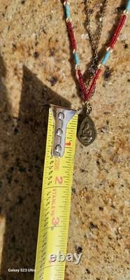 Vintage Buddha Pedant Buddhist Metal Amulet Beaded Necklaces Beautiful Used